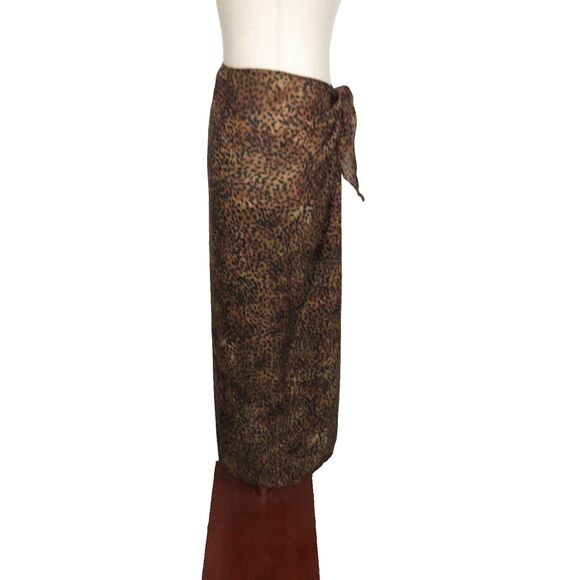 Caron Joy Vintage Leopard Print Tie Waist Chiffon Maxi Skirt Size Small-Medium - Picture 7 of 7